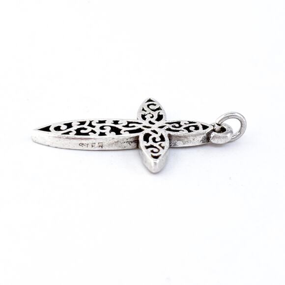 Vintage BSD Sterling Silver 925 Openwork Filigree Cross Pendant - Picture 4 of 8